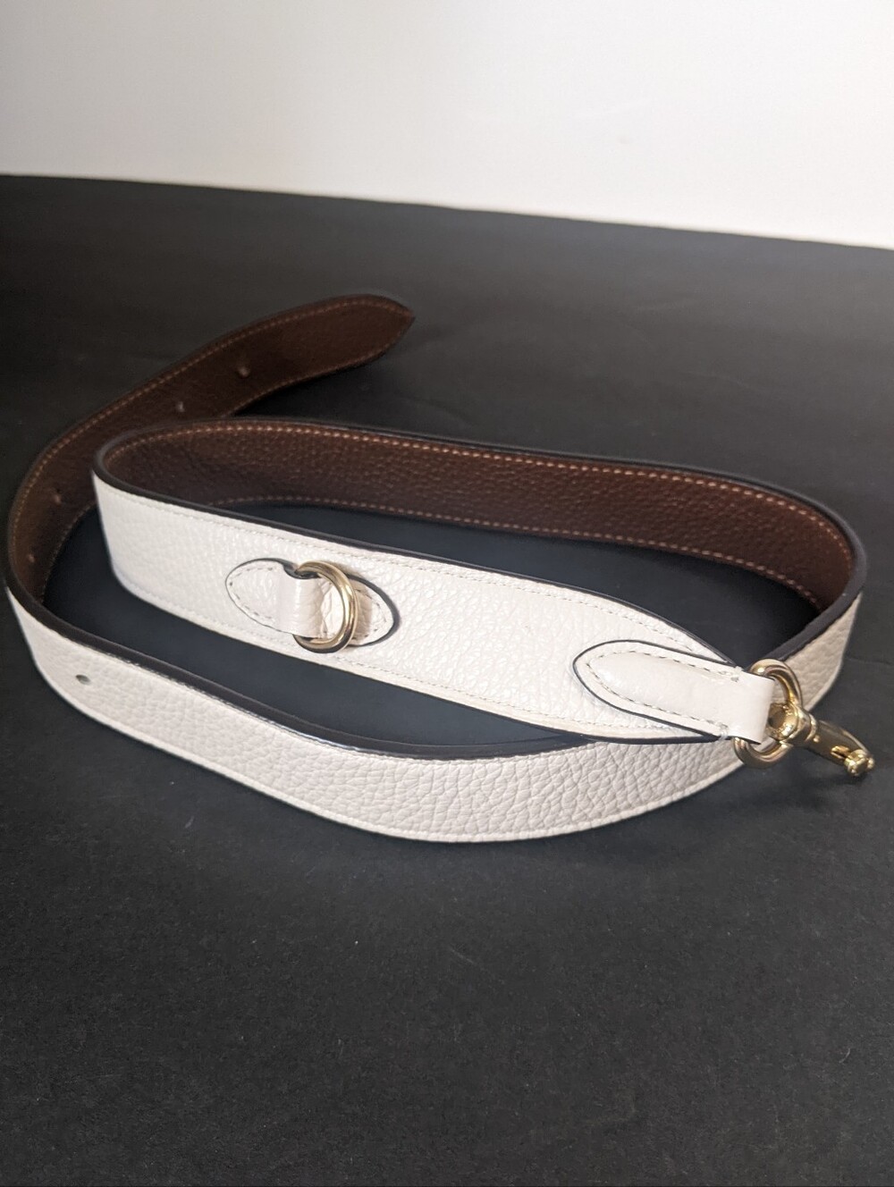 Coach Ivory Leather Replacement Purse Strap Parts Gold Trim